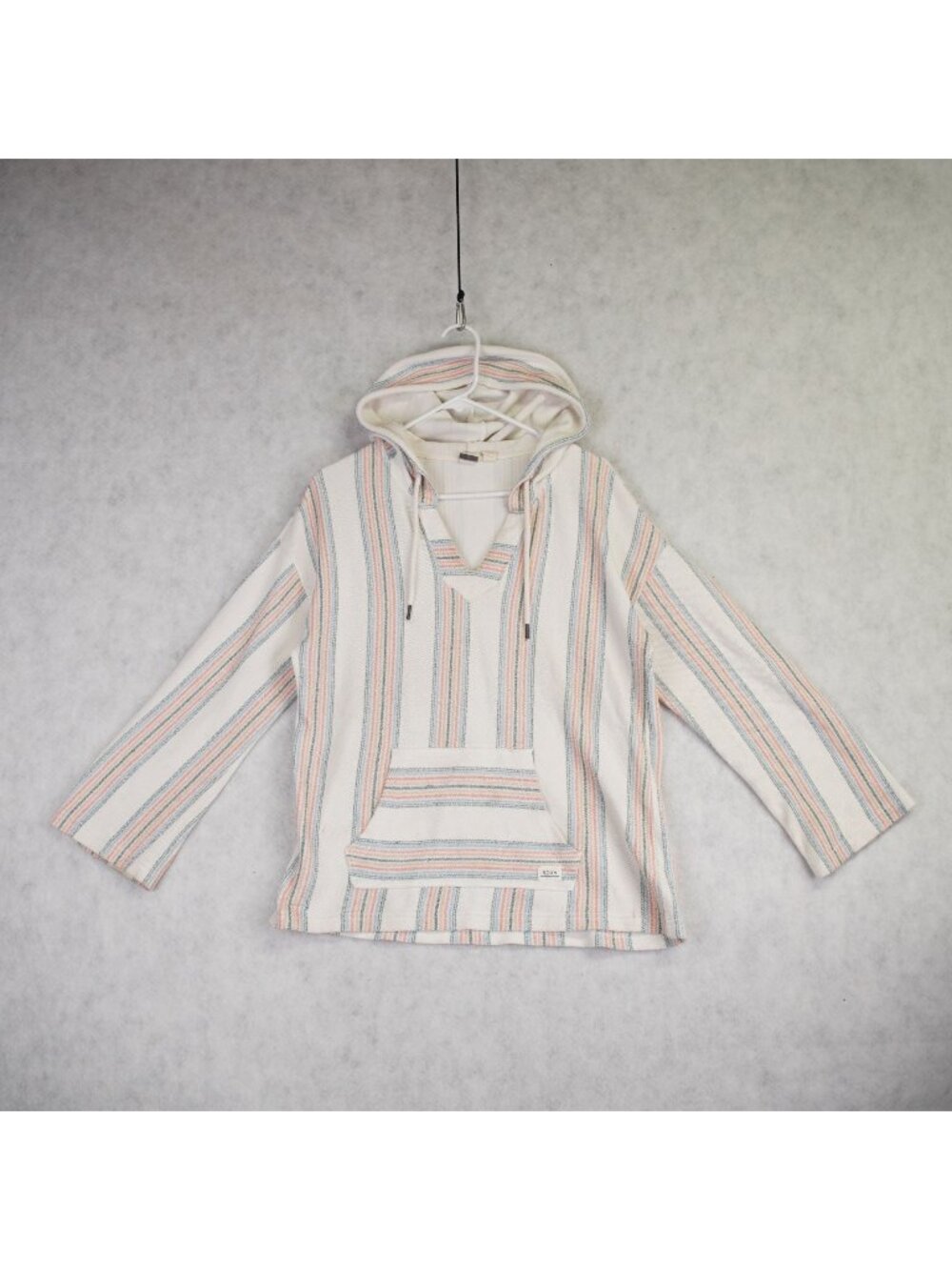 Roxy Womens Striped Baja Hoodie With Kangaroo Pocket Size Medium Beach Surf Boho